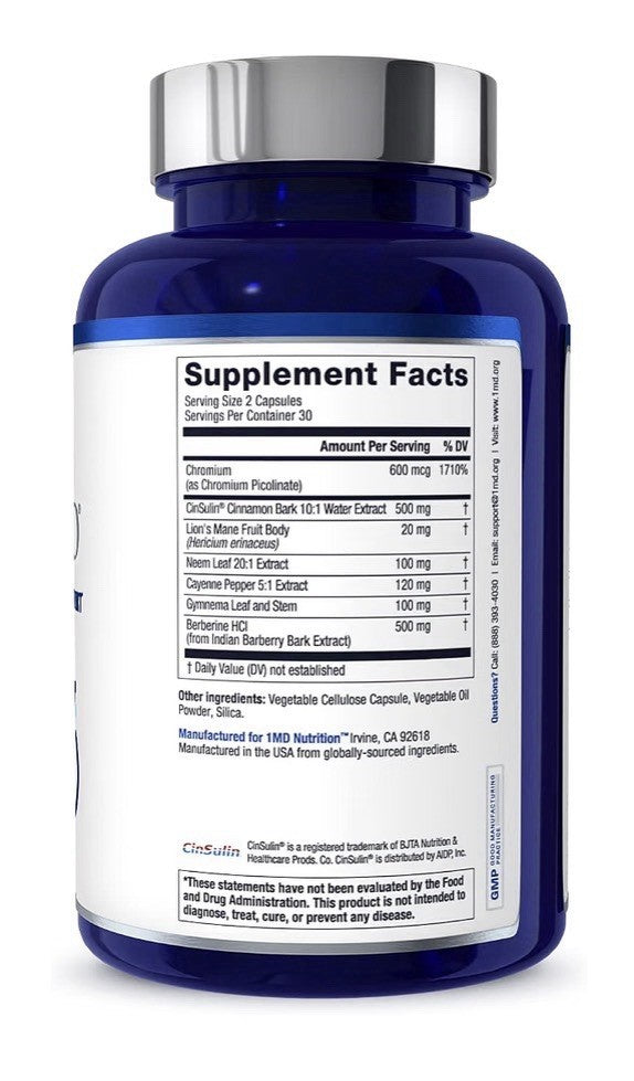 1MD Nutrition GlucoseMD Blood Glucose Support Cardiovascular Metabolic Health