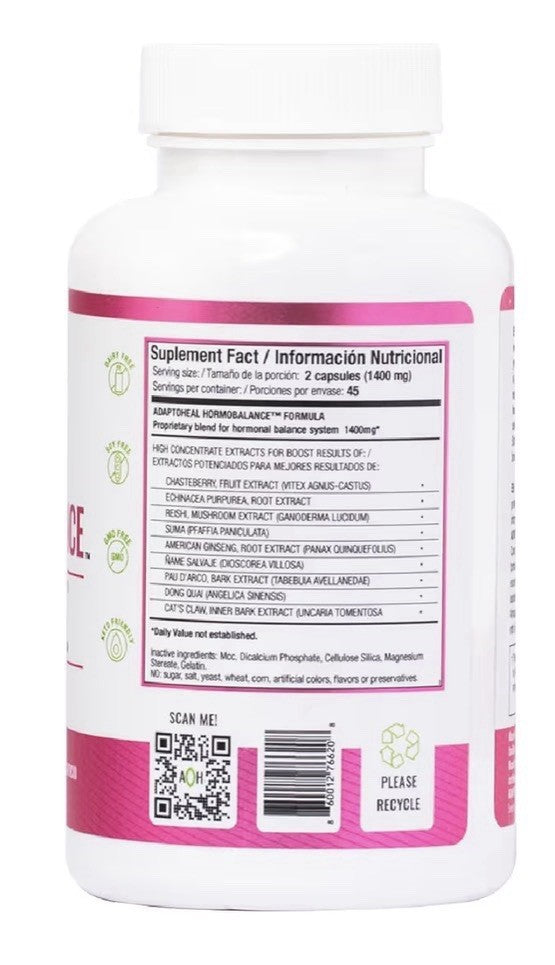 ADAPTOHEAL Hormone Balance for Women Menopause & PMS Support Supplement 90 Caps