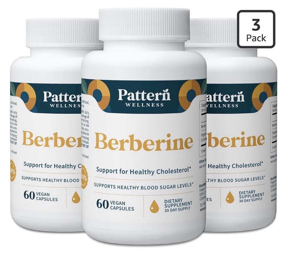 3Pack Pattern Wellness Berberine Supports Healthy Cholesterol Blood Sugar Levels