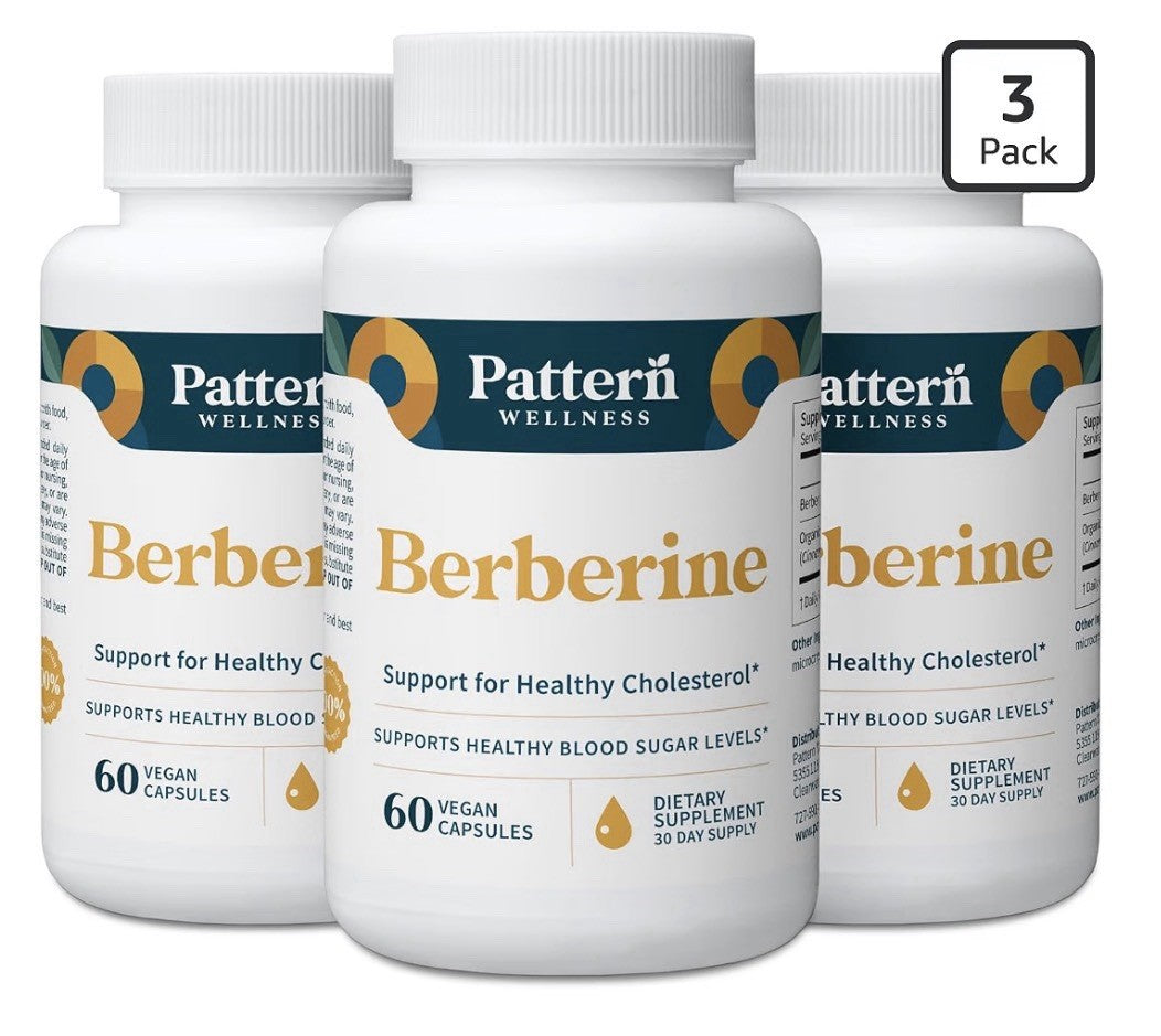 3Pack Pattern Wellness Berberine Supports Healthy Cholesterol Blood Sugar Levels