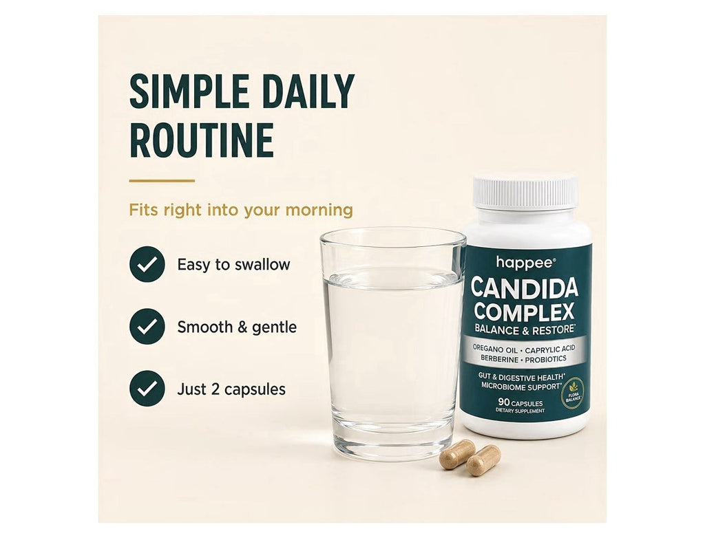 Happee Candida Complex Balance & Restore Gut Digestive Health Microbiome Support