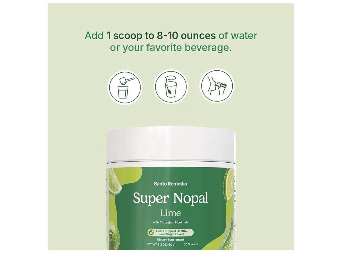 Santo Remedio Super Nopal Powder Blood Sugar Level Support Lime Flavor 30serving