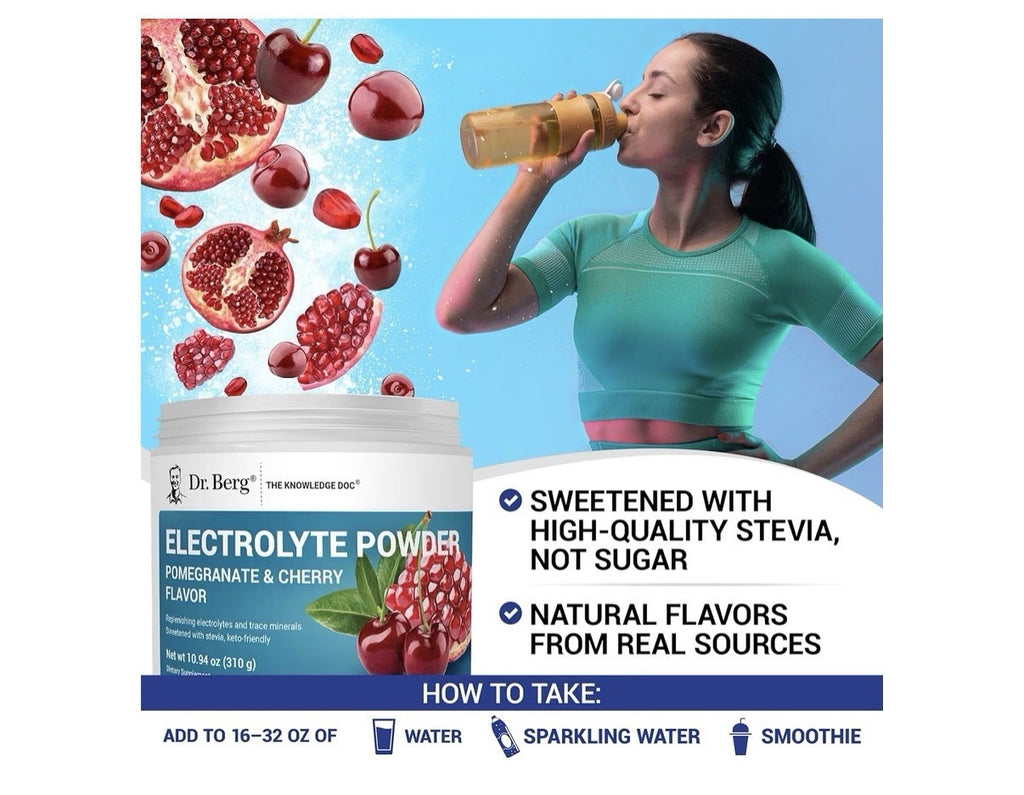 Dr. Berg Electrolyte Powder Pomegranate & Cherry Flavor Keto Friendly 50Servings