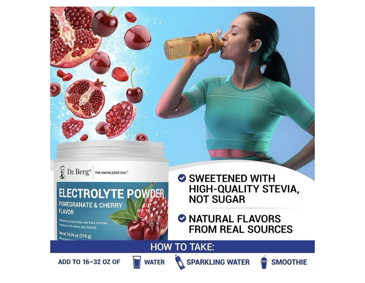 Dr. Berg Electrolyte Powder Pomegranate & Cherry Flavor Keto Friendly 50Servings