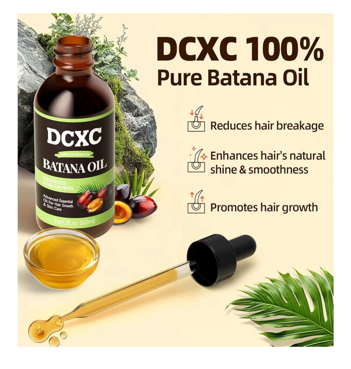 DCXC Batana Oil Pure Natural for Hair Growth Strengthens Hair 60ml