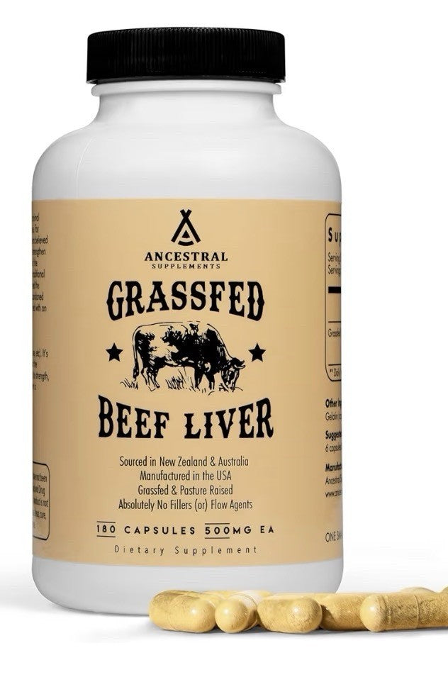 Ancestral Supplements Beef Liver Grass Fed Full Body Wellness 180 Capsules
