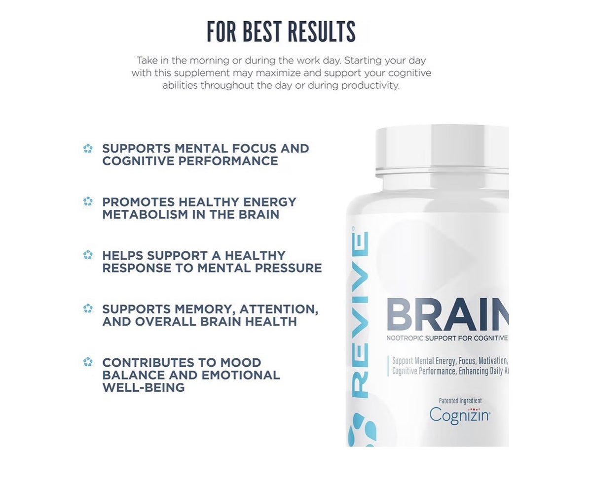 Revive Brain Supplement Nootropic Memory Focus Support Cognitive Health 150 Caps