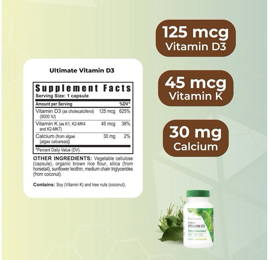 Youngevity Ultimate Vitamin D3 Immune Bone Support With Vitamin K Calcium 60caps