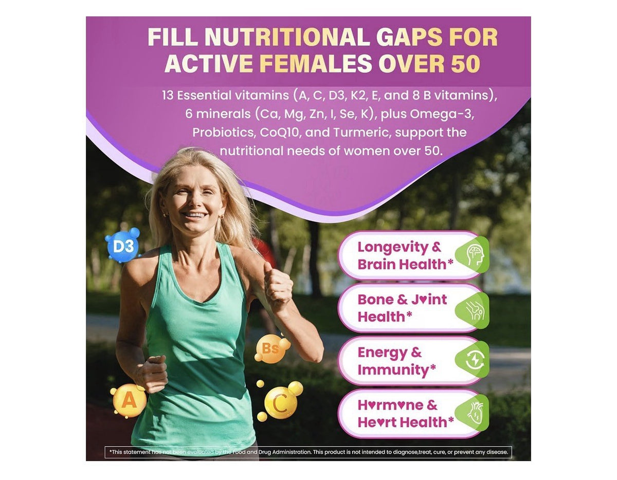 Nextdia Women’s Multivitamin 50+ With Calcium CoQ10 Probiotics 60 Gummies
