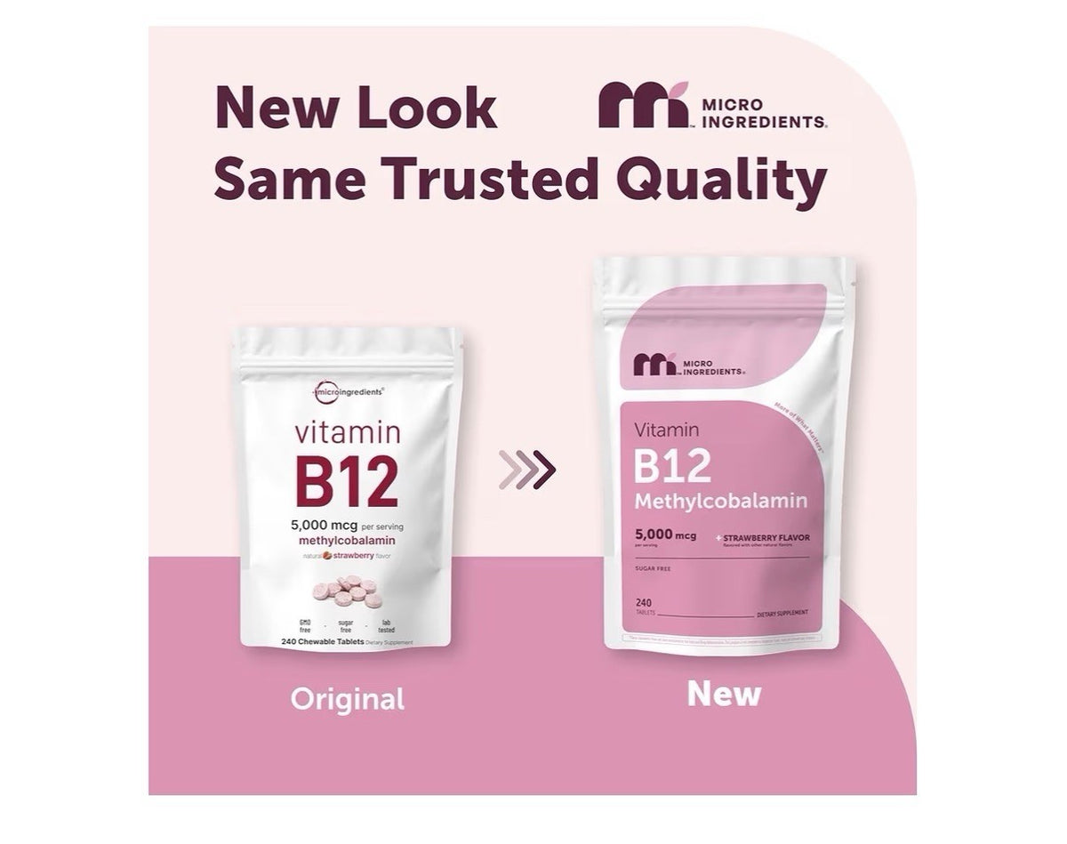 Micro Ingredients Vitamin B12 Methylcobalamin 5,000 mcg 240 Chewable Tablets