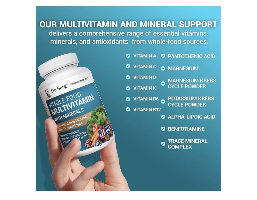 Dr. Berg Whole Food Multivitamin with Minerals Supports Whole Body Health 60caps
