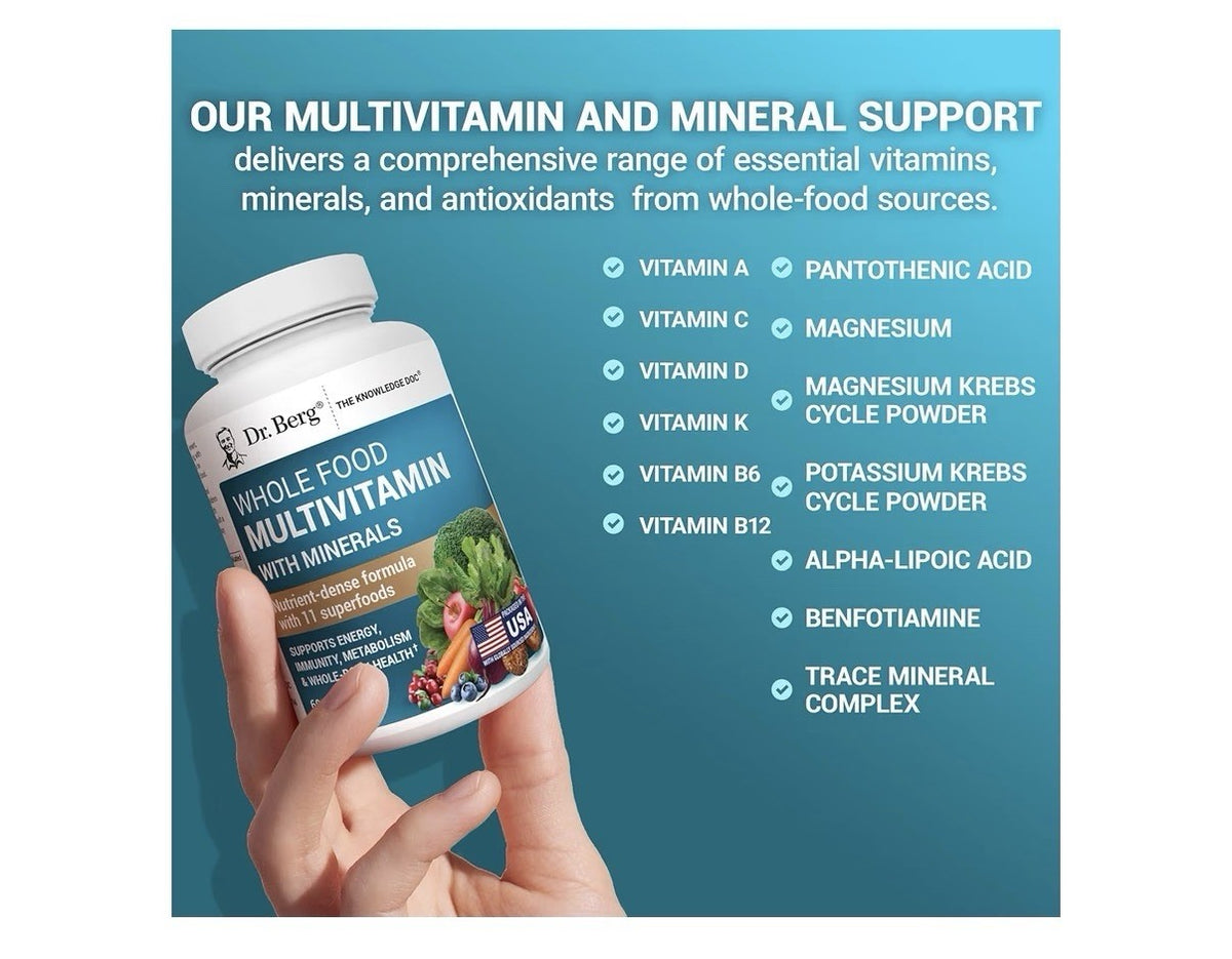 Dr. Berg Whole Food Multivitamin with Minerals Supports Whole Body Health 60caps