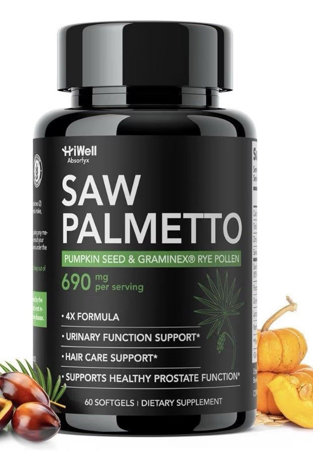 HiWell Absorfyx Palmetto Men Prostate Health Urinary Function Hair Loss 60sgel