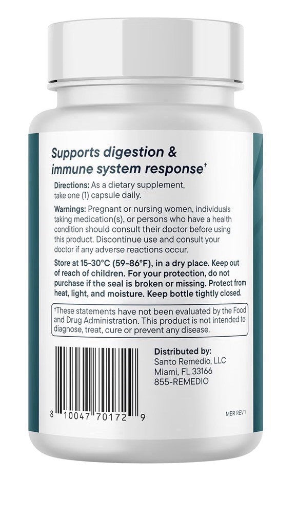 Santo Remedio Probiotic 30 Billion Live Cells Immune System Support 60 Capsules