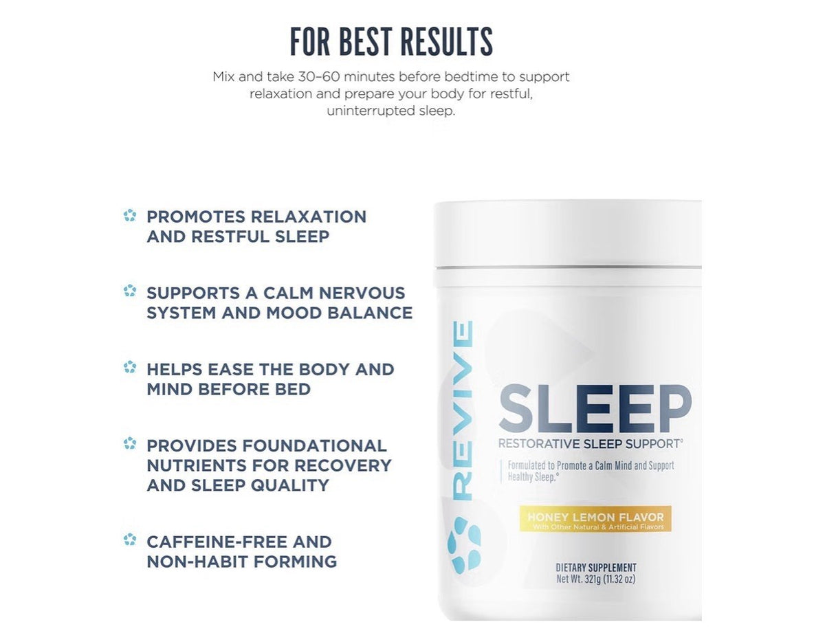 Revive Sleep MelatoninFree Sleep Formula Adults Honey Lemon Flavor Powder 30serv