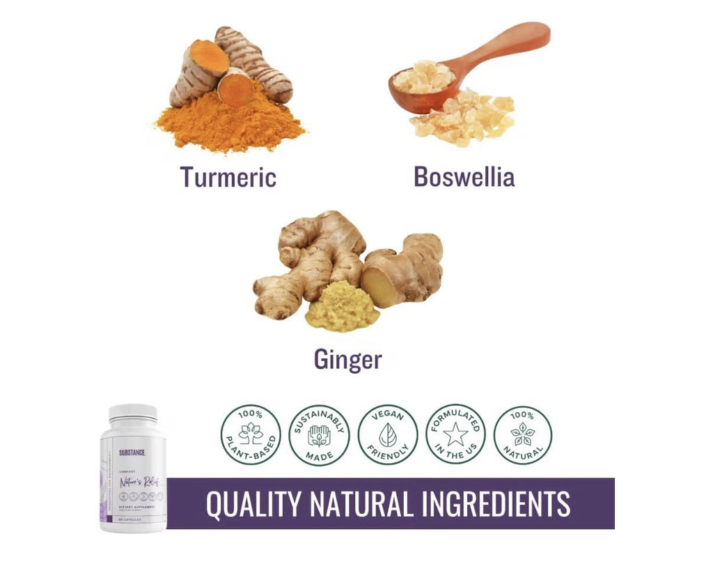 SUBSTANCE Nature’s Relief Turmeric Supplement Improve Body Muscle Joint Aches