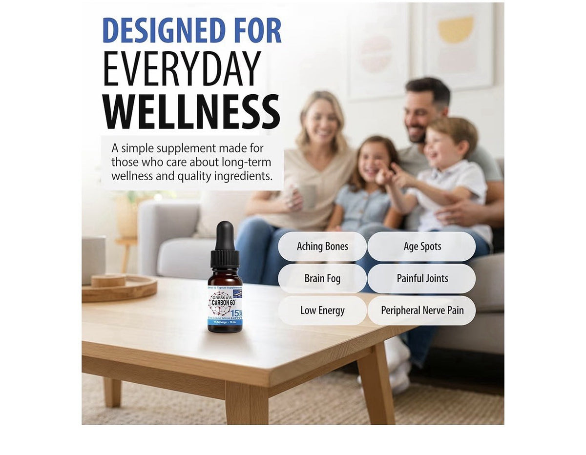 Greska's Carbon60 Organic Sunflower Oil Health Energy Vitality 15day Supply 10ml