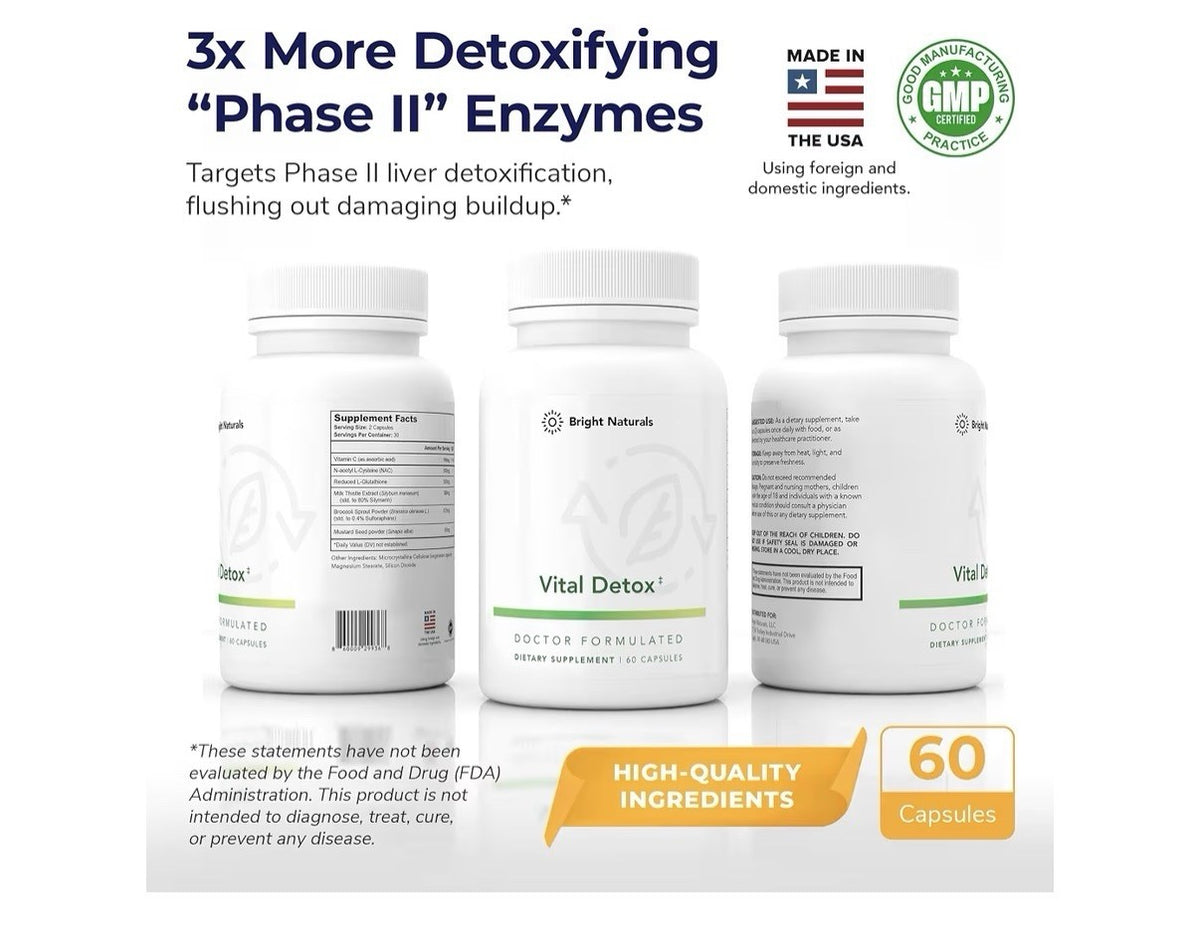 Bright Naturals Vital Detox Liver Supplement Liver Health Formula 3 Pack