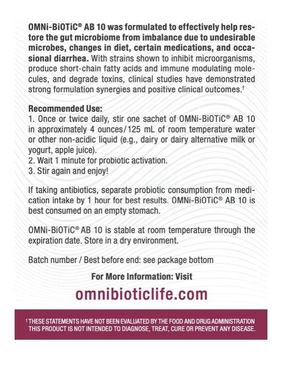OMNi BiOTiC AB 10 Microbiome Restoration Probiotic Gut Health 30 Sachets