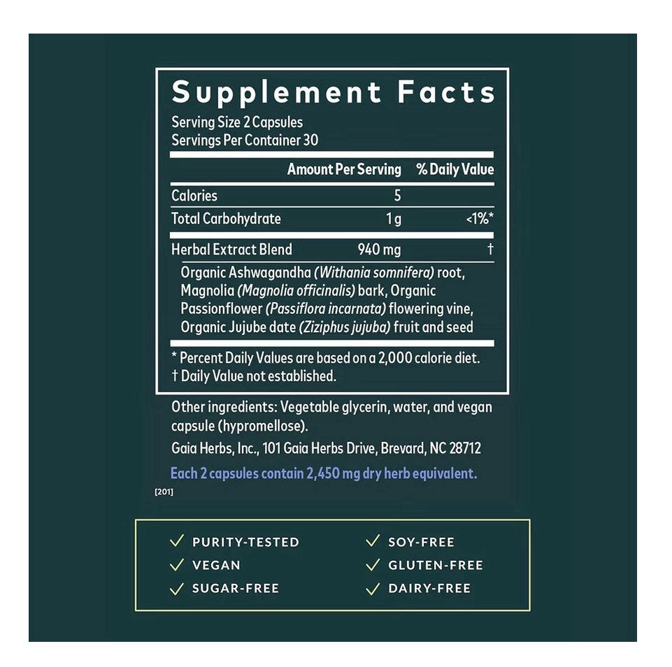 Gaia Herbs SleepThru Sleep Support Supplement with Ashwagandha Root 60 Capsules