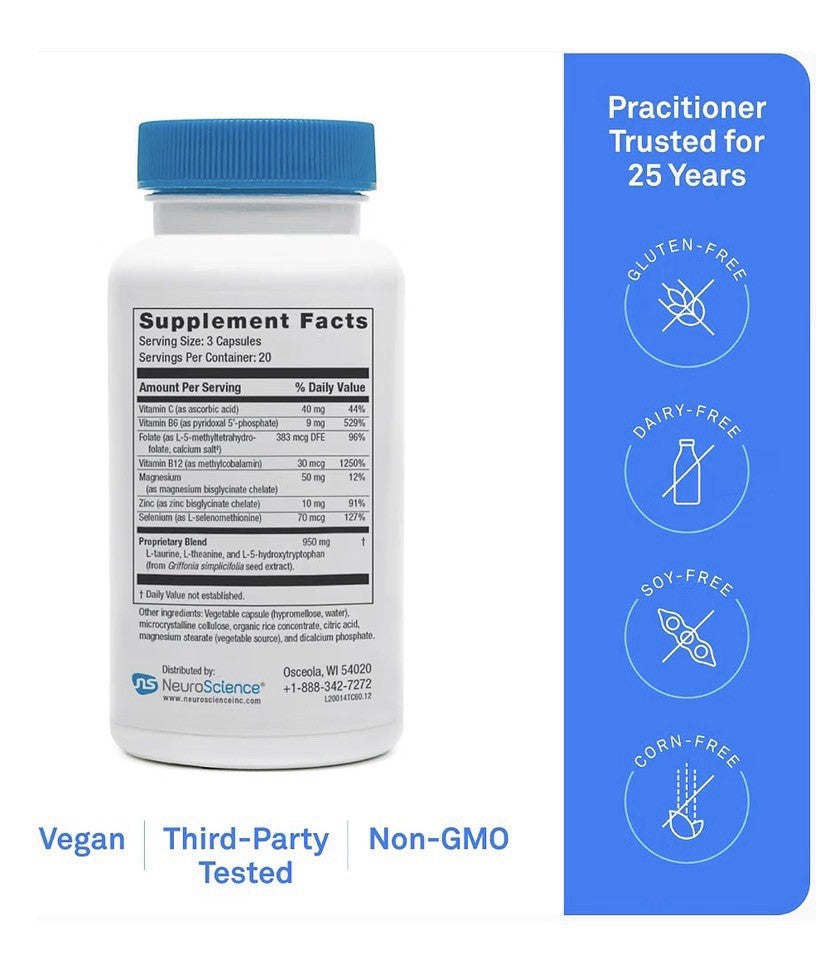 Neuroscience TravaCor Mood Support Stress And Emotional Support 60 Capsules