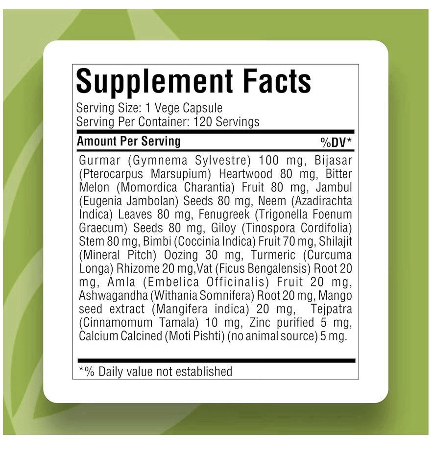 HerbsForever Gluco Health Supports Blood Sugar Glucose Carb Control 120 Capsules