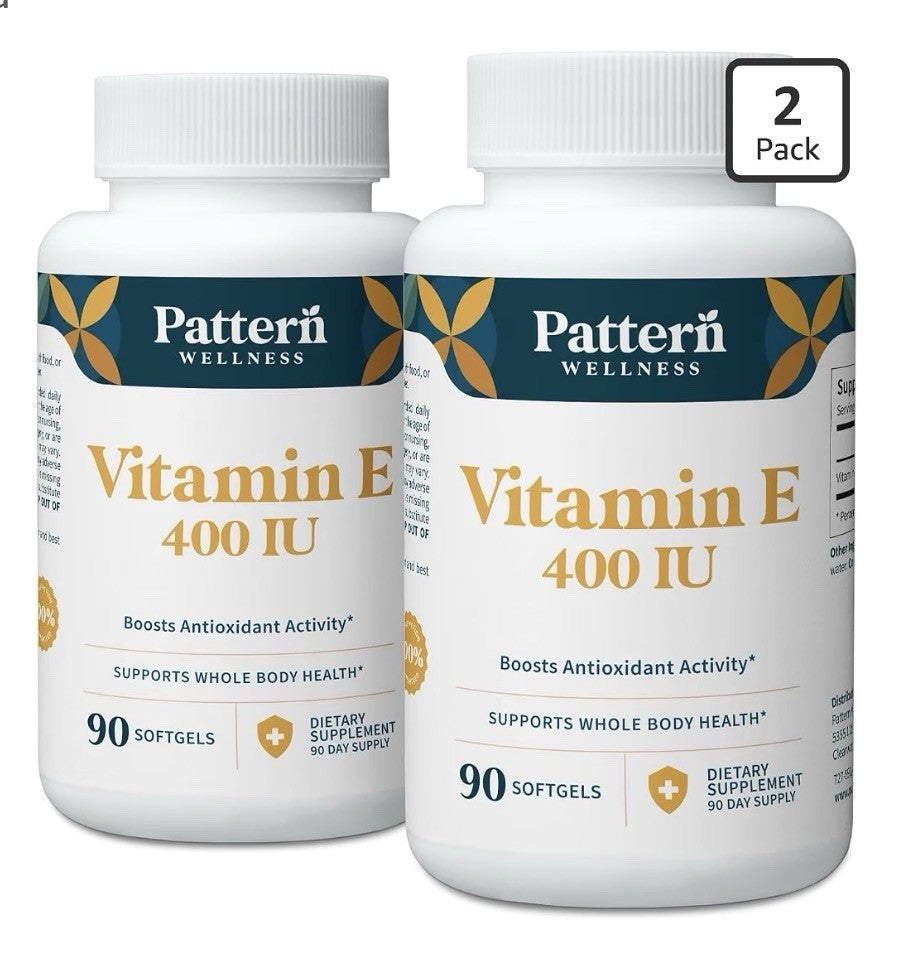 2 Pack Pattern Wellness Vitamin E 400 IU Supports Antioxidant Whole Body Health