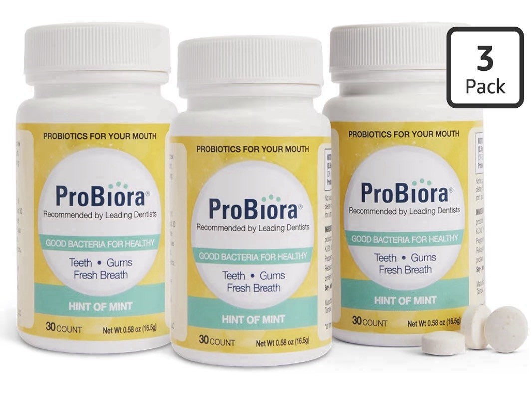 3 Pack ProBiora Probiotic Oral Care Supplement Gum Teeth Health Chewable  Mint