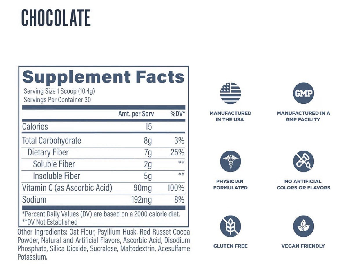 Revive Fiber Supports For Digestive Health Gut Health Chocolate Flavor 30serving