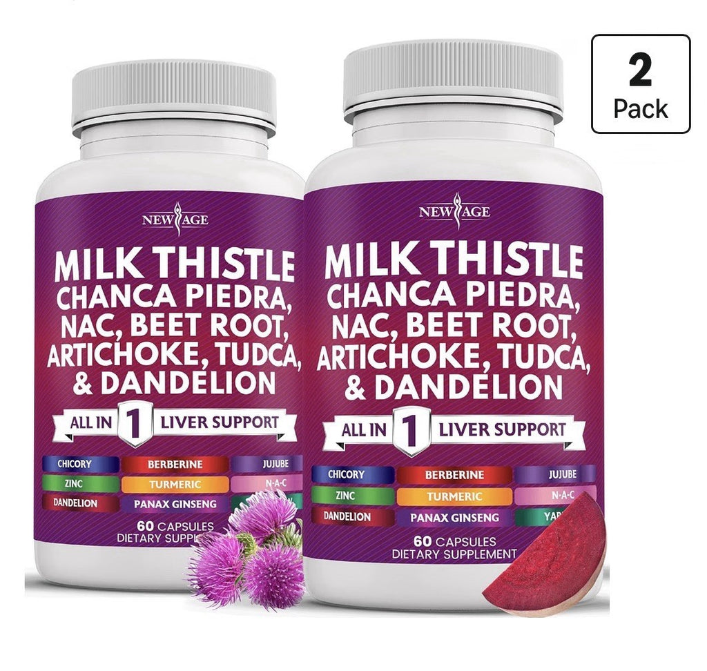 2 Pack NEW AGE Milk Thistle Chanca Piedra Beet Root Artichoke Tudca Dandelion