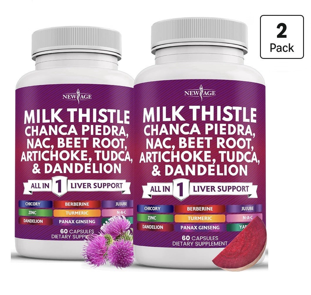 2 Pack NEW AGE Milk Thistle Chanca Piedra Beet Root Artichoke Tudca Dandelion