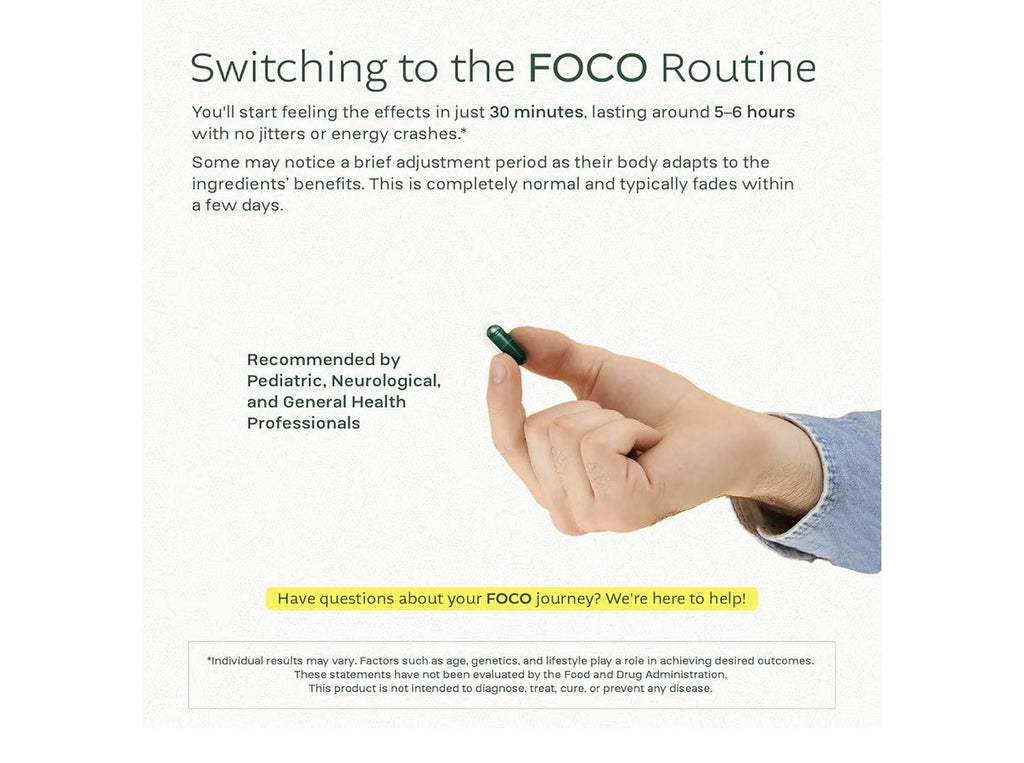 FOCO Focus & Attention Natural Supplement for Teens & Adults 60 Capsules