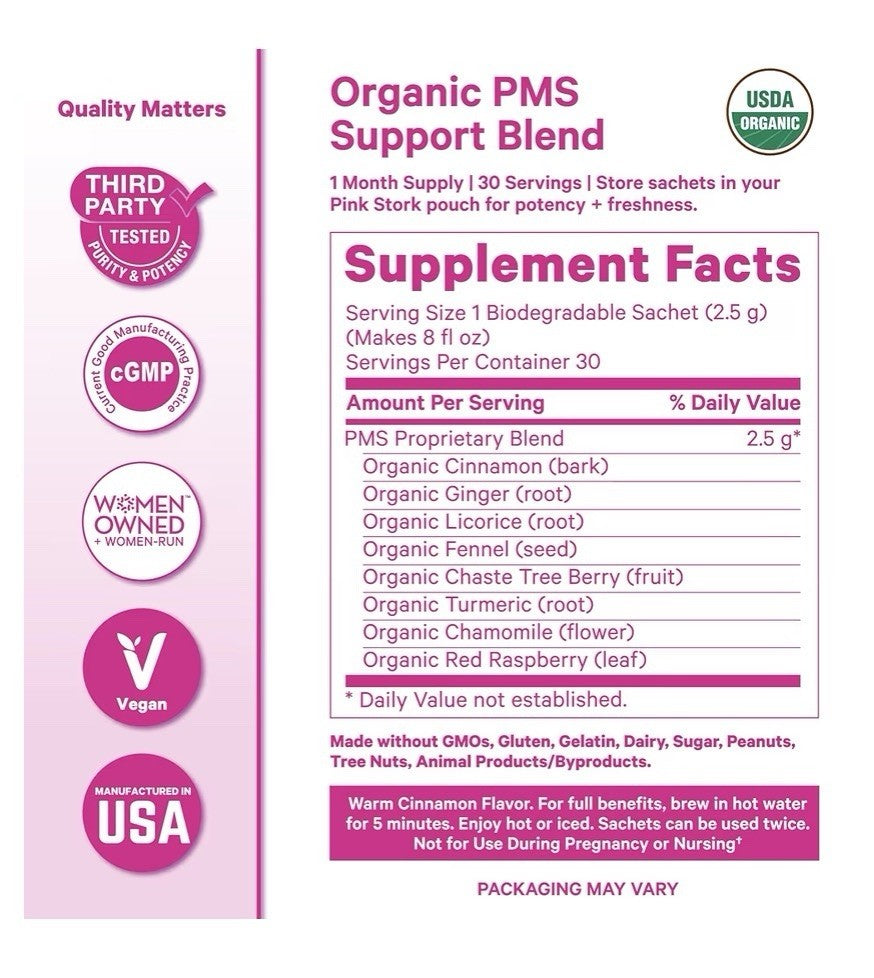 Pink Stork PMS Tea Hormone Balance Bloating Period Regularity Mood Swings Women