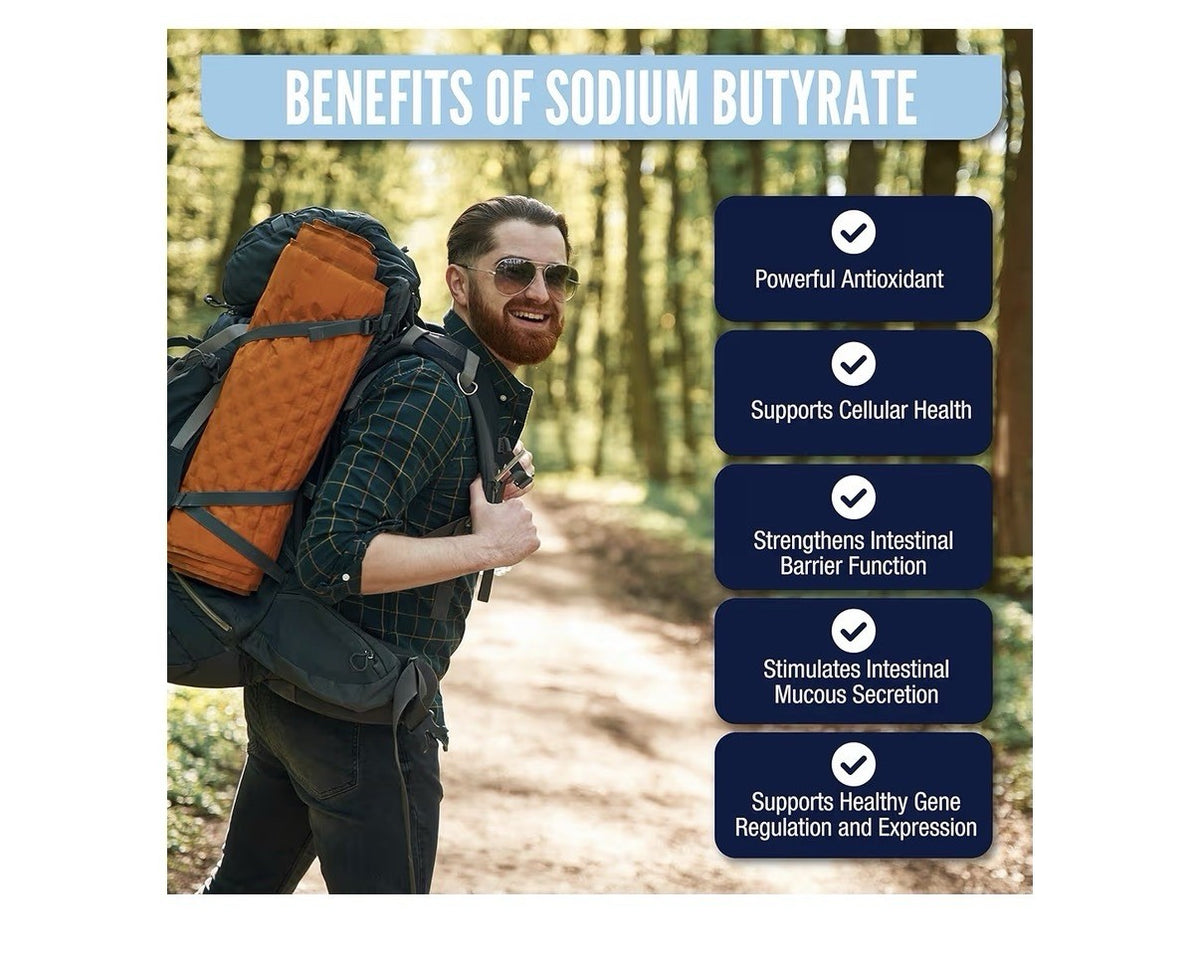 LongJuvity Sodium Butyrate Supplement 300mg Gut Health For Women, Men 120capsule