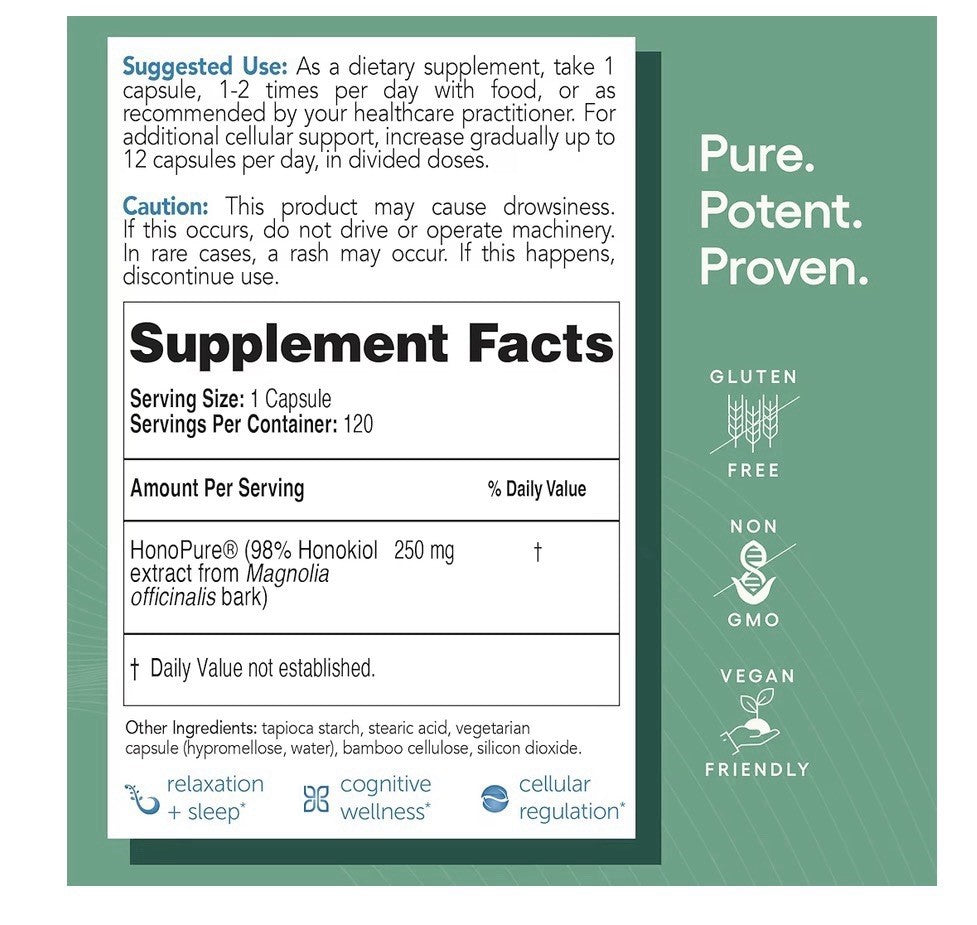 EcoNugenics HonoPure Neurological Stress Support Cognitive Supplement 120Capsule