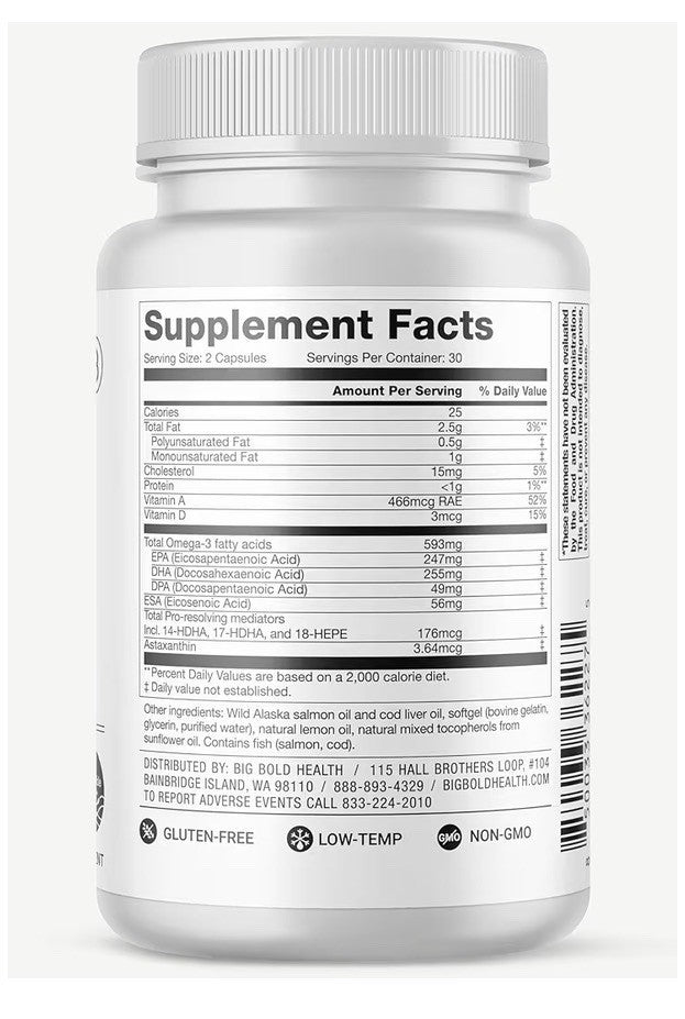 BIG BOLD HEALTH Omega-3 Rejuvenate Wild Alaskan Fish Oil Supplement EPA DHA 60sg