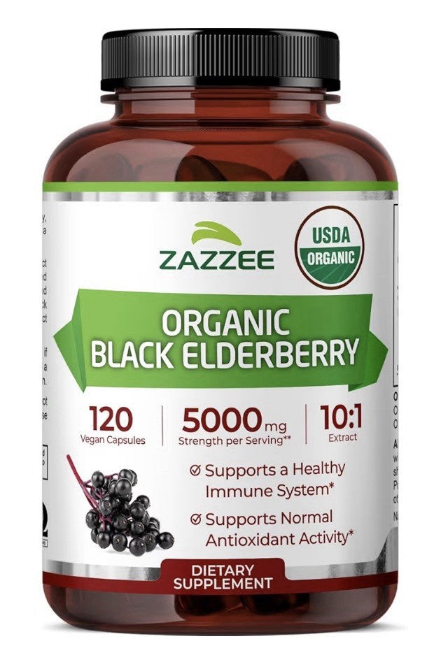 Zazzee Black Elderberry Supports Immune Antioxidant Activity 2Month Supply 120ca