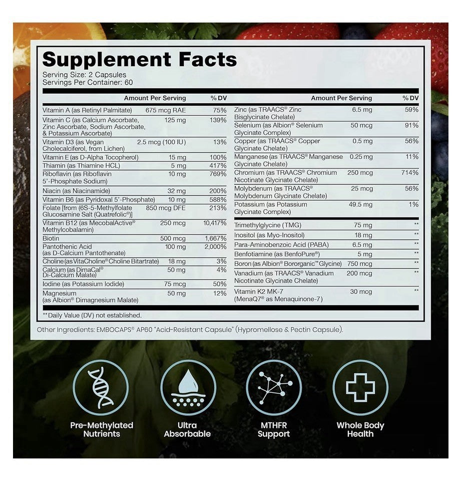 Pure Therapro Rx Methyl Multi Without Iron Methylated Multivitamin 2Month Supply
