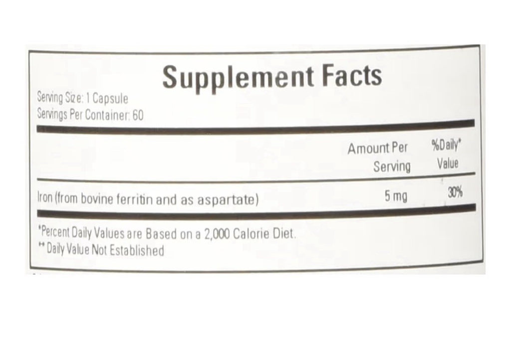 Cardiovascular Research Ferritin 5 mg Bioavailable Iron 60 Capsules