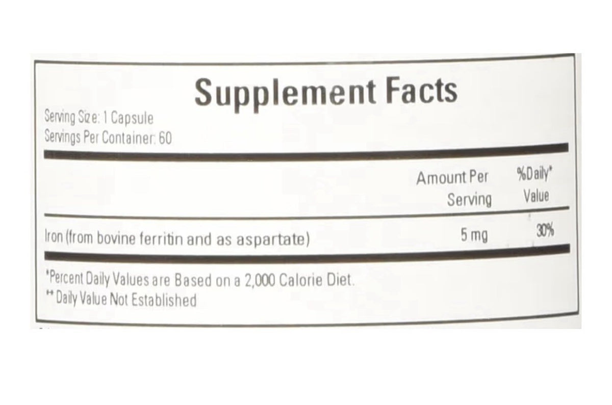Cardiovascular Research Ferritin 5 mg Bioavailable Iron 60 Capsules