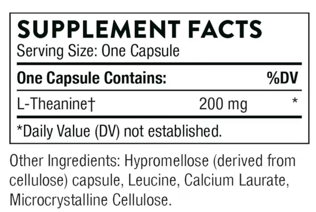 THORNE Theanine L-Theanine 200mg Dietary Supplement 90 Capsules