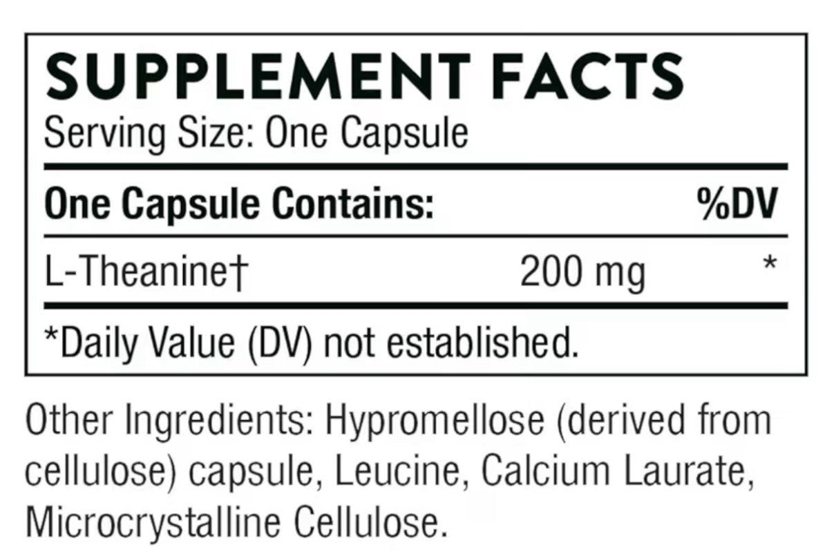 THORNE Theanine L-Theanine 200mg Dietary Supplement 90 Capsules
