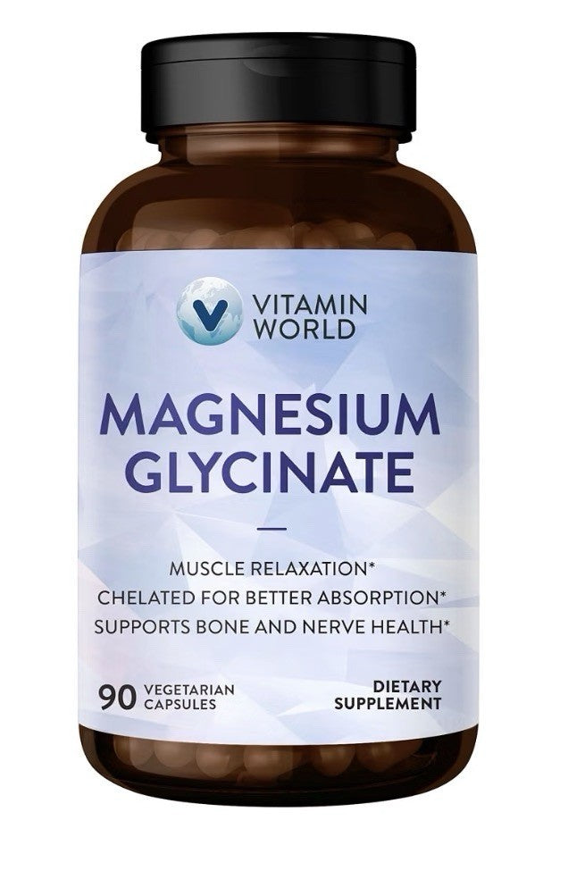 Vitamin World Magnesium Glycinate Muscle Relaxation Bone Nerve Health 90 Capsule