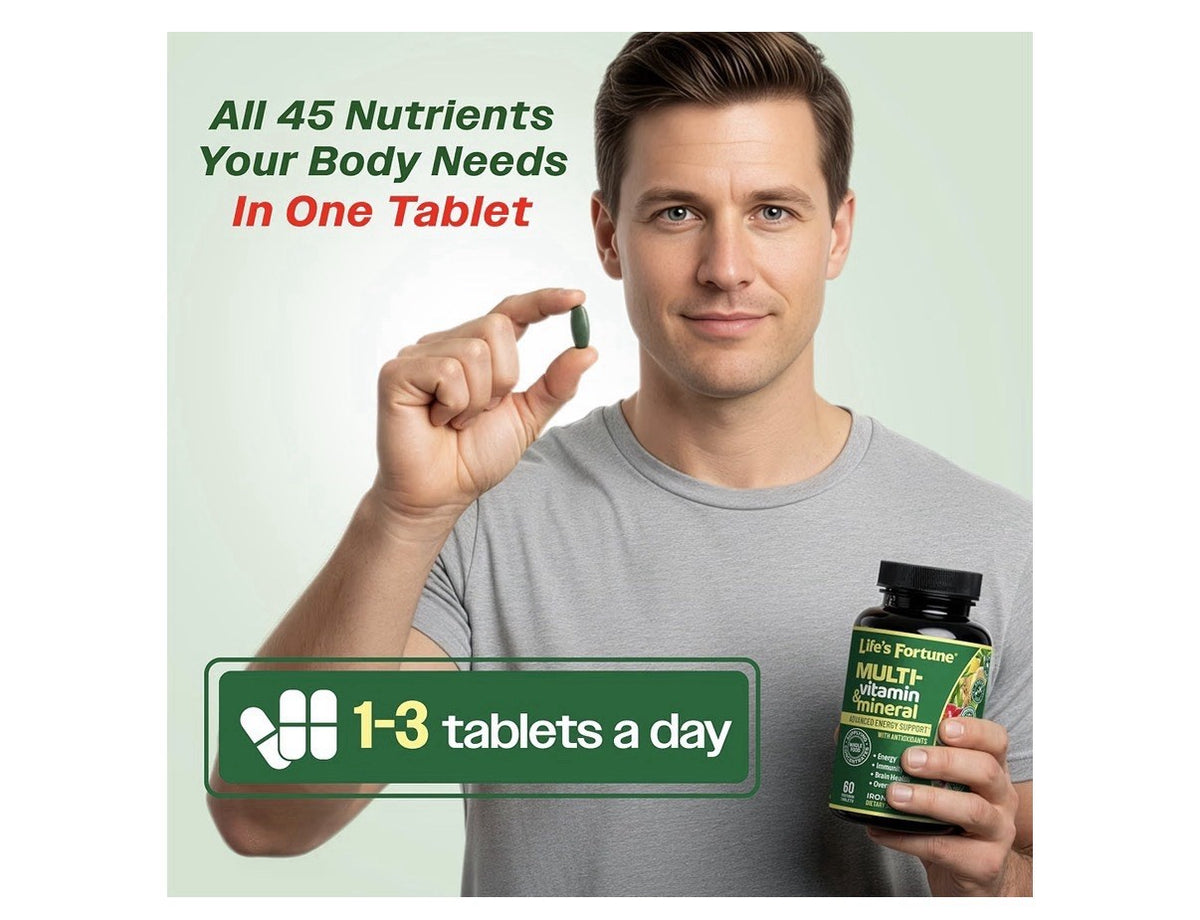 Life's Fortune Multivitamin Mineral Energy Immunity Brain Overall Wellness 60Tab