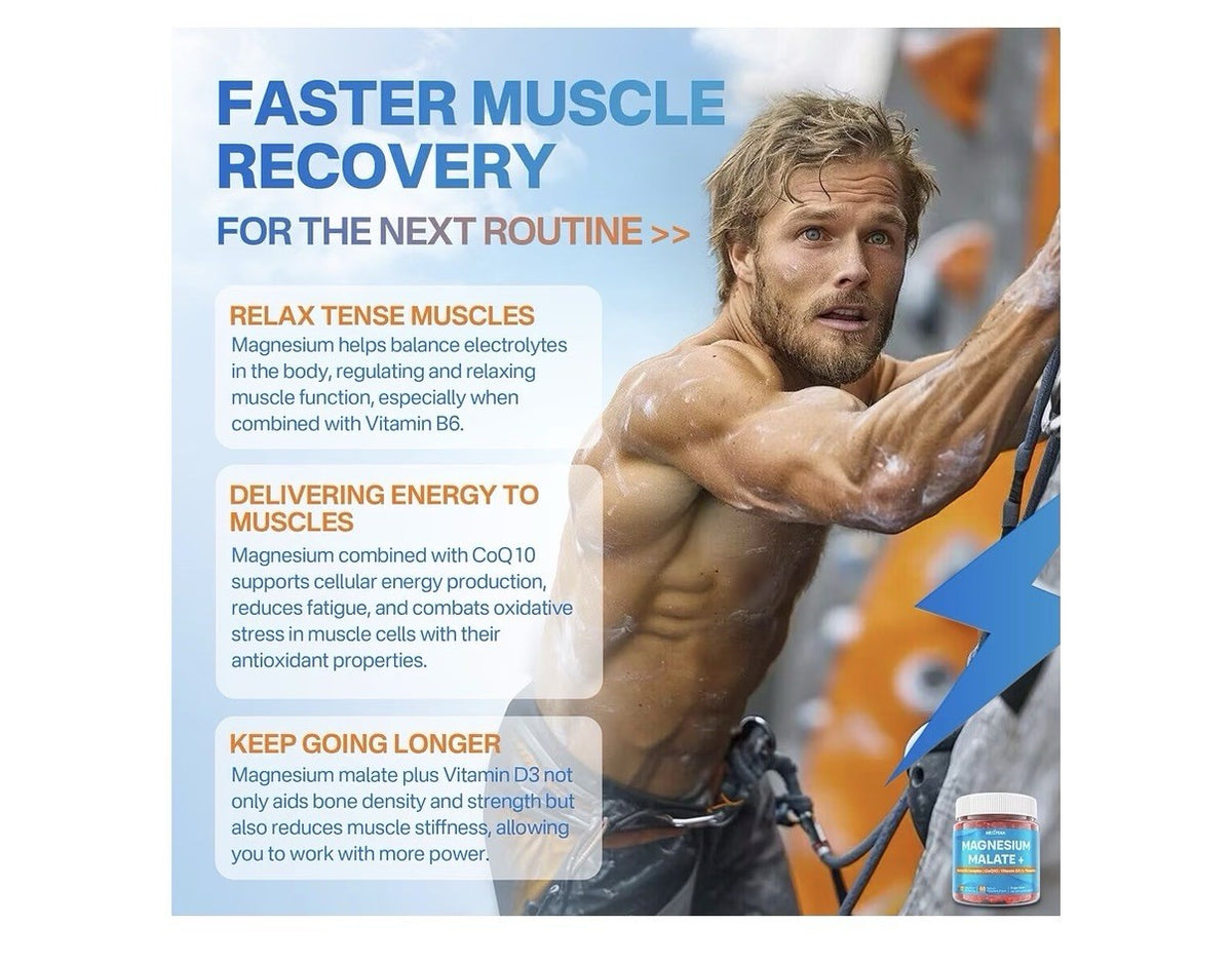 Nextdia Magnesium Malate +  Gummies for Adults Energy Muscle Support 60 Gummies