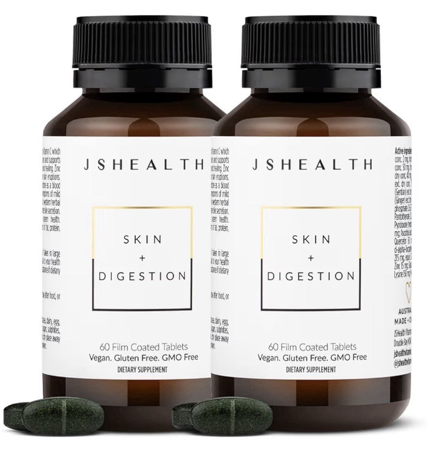2 Packs JSHealth Vitamins Skin and Digestion Formula Skin Acne Supplement 120Tab