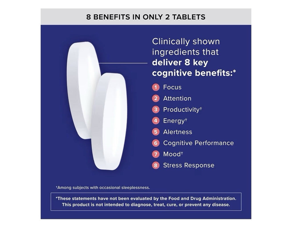 Qunol Brain Health Focus Plus Focus Alertness Productivity Energy 60 Tablets