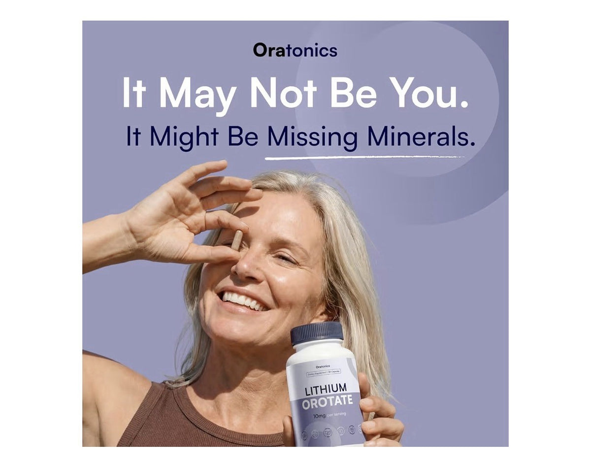 ORATONICS Lithium Orotate 10mg Trace Mineral Supplement Cognitive Clarity 60caps