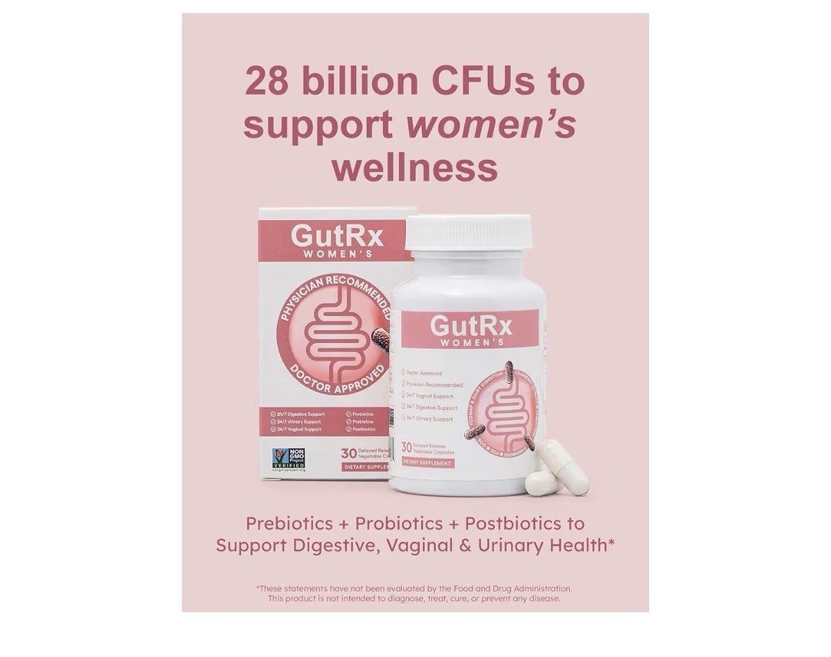 GutRX Women’s Probiotic Prebiotic Digestive Vaginal Urinary Support 30 Capsules