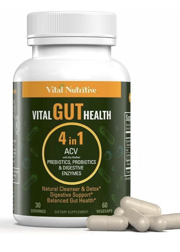 2 Pack Vital Nutritive Vital Gut Health 4inl with Apple Cider Vinegar Prebiotics